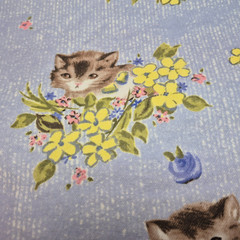 Kittens in Flowers Purple Yellow Cotton Flannel Daisy Kingdom 3 Yds Tabby Kitty