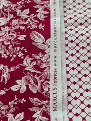 3 Yds Lot Marcus Cotton Quilt Fabrics Faye Burgos Gallery in the Red and Blue