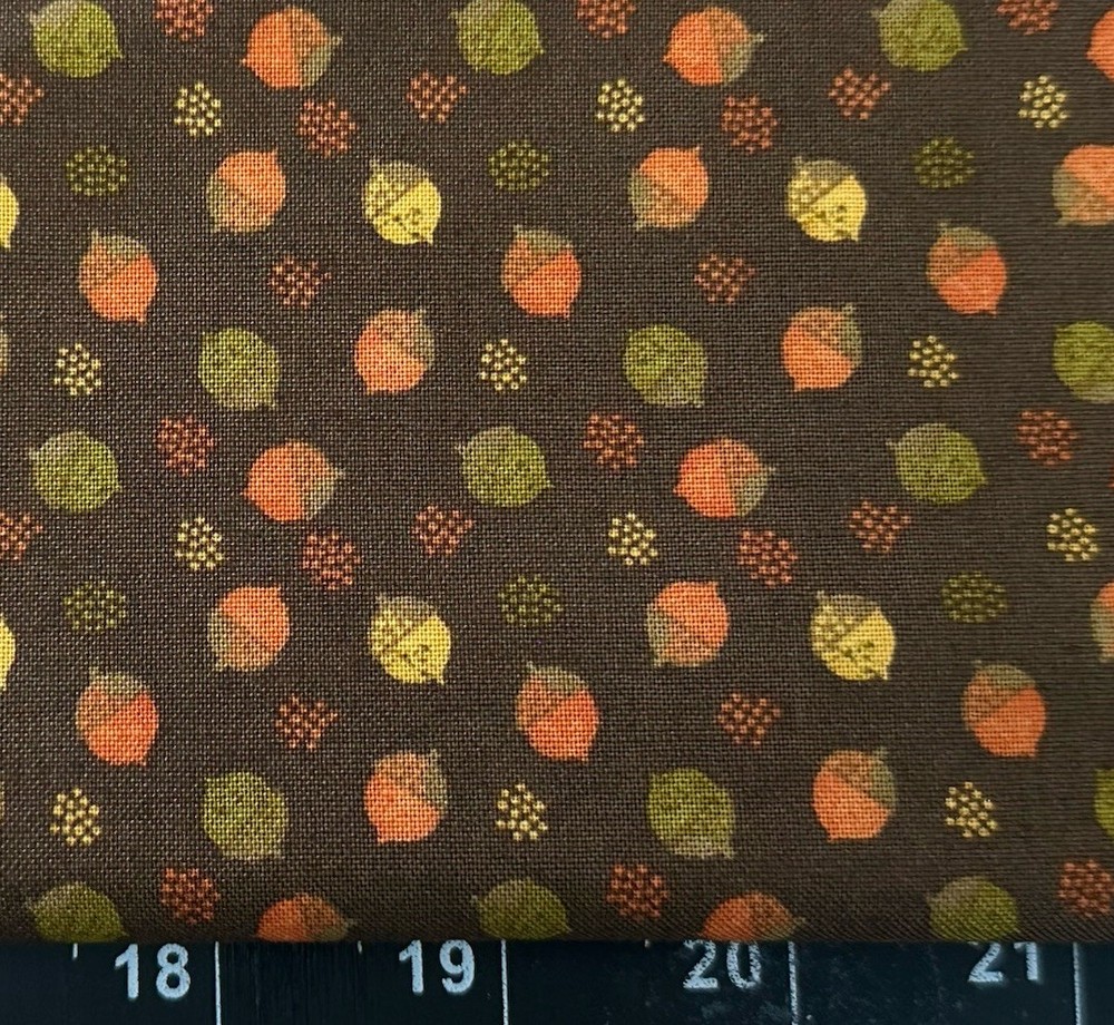 Tina Scrap 9″x21″ Acorn Leaf Tiny Mini Orange Fall Autumn Harvest Cotton Fabric