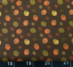 Tina Scrap 9″x21″ Acorn Leaf Tiny Mini Orange Fall Autumn Harvest Cotton Fabric