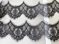 2 Pieces Black Eyelash French Lace Trim for Sewing/Crafts/Lingerie/2.75″ Wide