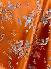 Hope ORANGE Dragon Brocade Chinese Satin Fabric by the Yard – 10040