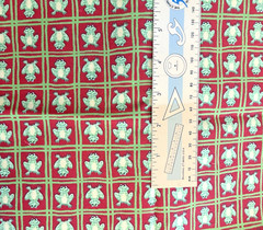 VTG Novelty FROGS on Red & Green Plaid “Signature Classics” by Oakhurst BTFQ