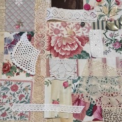 Slow stitch junk journal kit Vintage fabric pieces lace Sewing and Craft K#26