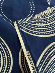 Vintage HITARGET Wax Block Print Fabric Blue Ecru African Cotton Remnant 45×40