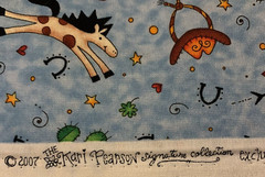 Giddyup Fabric By Kari Pearson For Quilting Treasures Horses Hats Boots Blue BTY