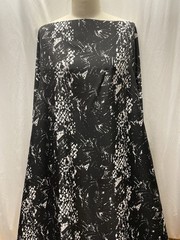 100% Silk Twill Black White Abstract Snake Skin Luxury Fabric By The Yard 54″ W