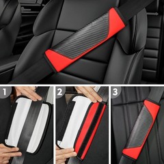 Hiseanllo 6PCS Red Car Accessories Set, Carbon Fiber Microfiber Leather Steer…