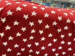 Red American White Stars Print Fleece Fabric – 60″ Wide – Sold by The Yard