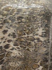 Exquisite Gold Silver Sequin Abstract Leopard Snake Fabric 1 Yard Long 56 ” Wide