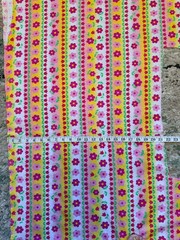 Cotton Blend Fabric 62” Long Pink Yellow Green Floral Home Decor Sewing