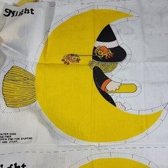 Vintage Fly By Night Witch Halloween Throw Pillow Making Fabric Enough For 2