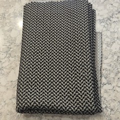 Vintage 26″x65″ Black & White Textured Geometric Woven Zigzag Rectangle Fabric