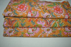 NO TARRIF CHARGES 100%✅ZK_201 Hand Block 4 Yard Fabric Floral Print 100%Cotton*