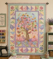 Timeless Treasures Love Spell Floral Butterfy Tree Cotton Quilt Fabric Panel