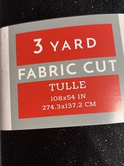 3 Yards Black Glitter Tulle 108”x 54” New