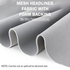 Gray Kefly Mesh Headliner Fabric with Foam Backing – 96″ L x 60″ W – Gray