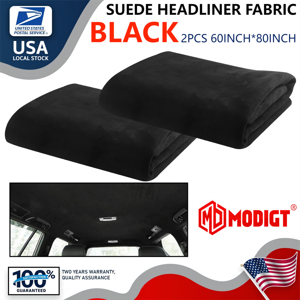 3MM Black Suede Headliner Fabric 2*60″x80″ Foam Backed for Car Inner Roof Repair