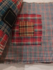 LOT of 20 Plaid Red Blue White Green Random sewn cotton fabric QUILT Blocks 6×6
