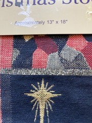 Vtg Nativity Scene Tapestry Christmas Stocking Fabric Panel Cotton Metallic USA
