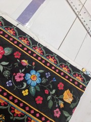 Vintage Quilted Fabric Floral Reversible Black Vintage Deadstock 1.5 yard piece