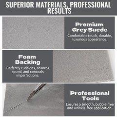 Grey Suede Auto Headliner Fabric 98×59 Inch Foam Backing Car Roof Replacement