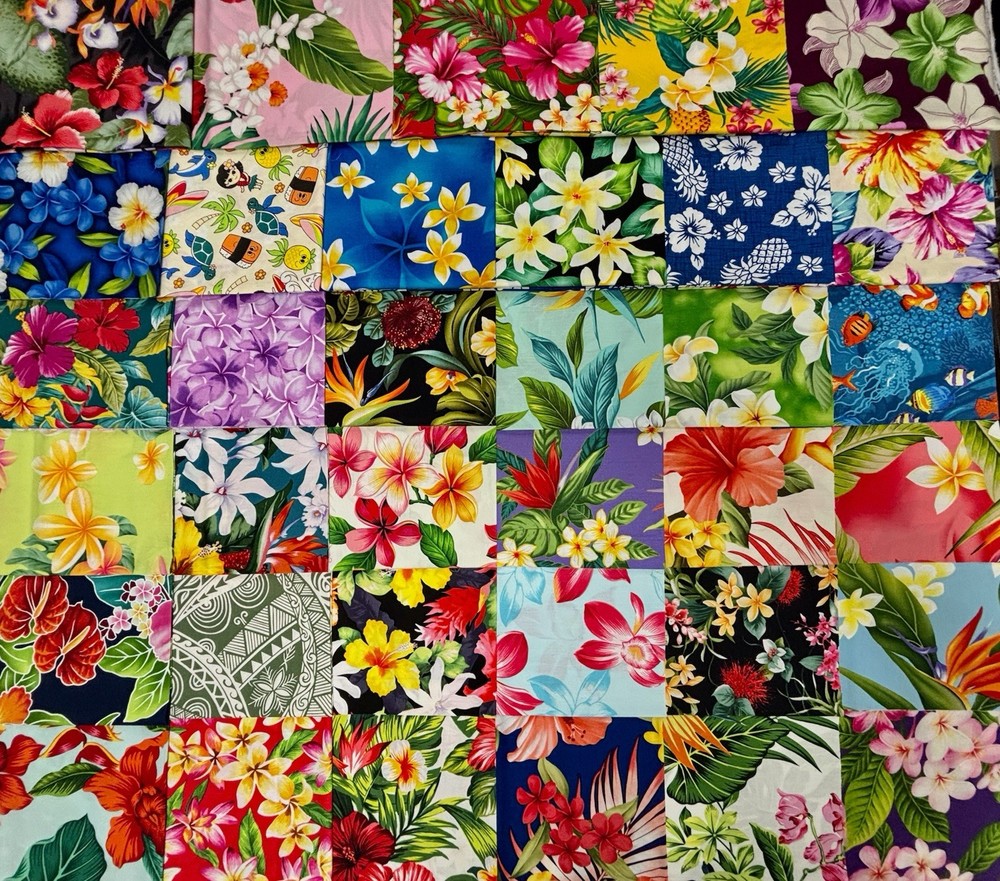 70Pcs Precut 8” Square 100% Cotton Fabric Beautiful Hawaiian Print For Quilting