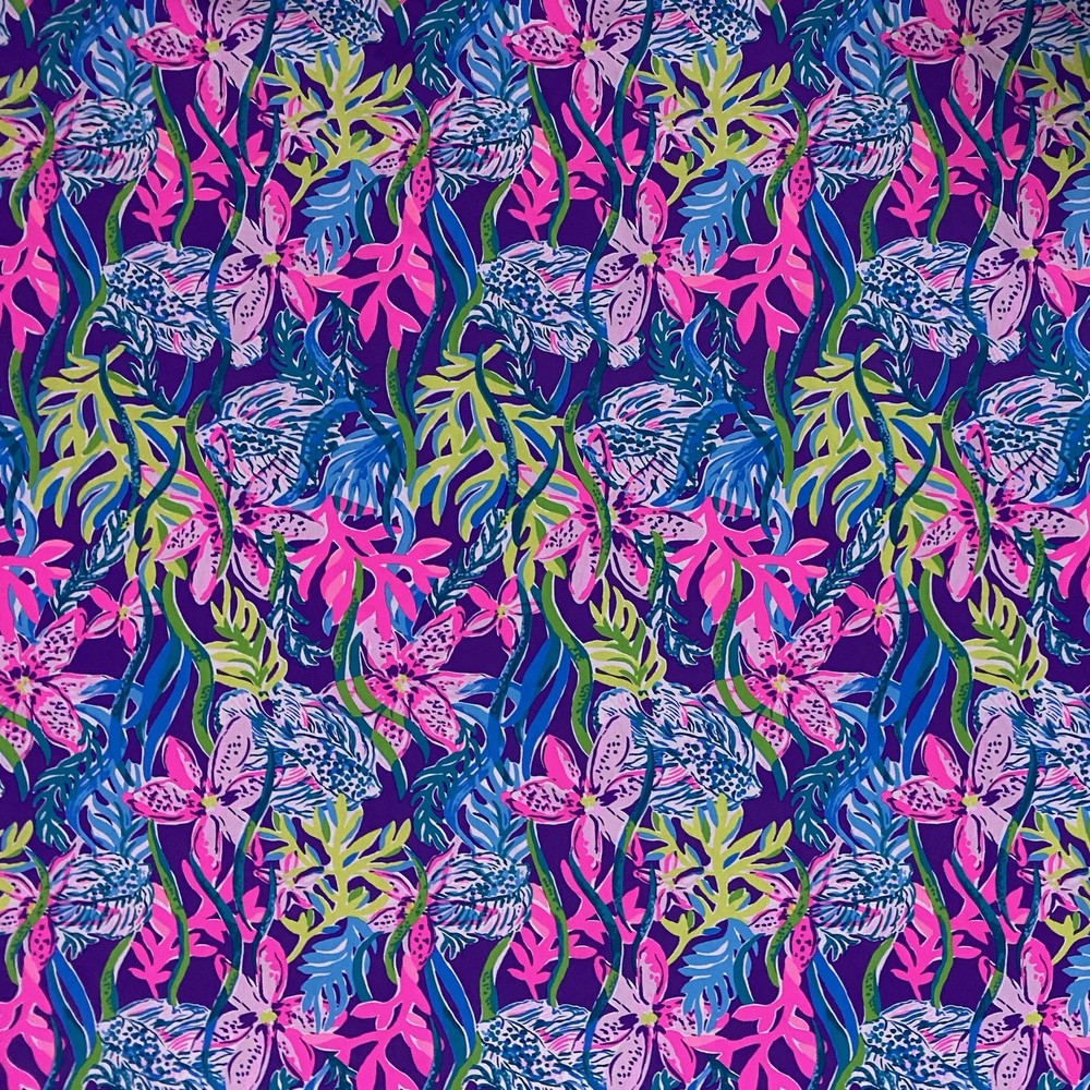 Lilly Pulitzer Cotton Poplin Fabric Pigment Purple Party All The Tide 36″ x 57″