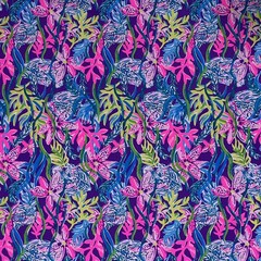 Lilly Pulitzer Cotton Poplin Fabric Pigment Purple Party All The Tide 36″ x 57″