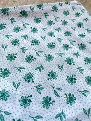 28″ Floral Green & White Cotton Print Quilting Fabric Dots Leaves Doll Clothes
