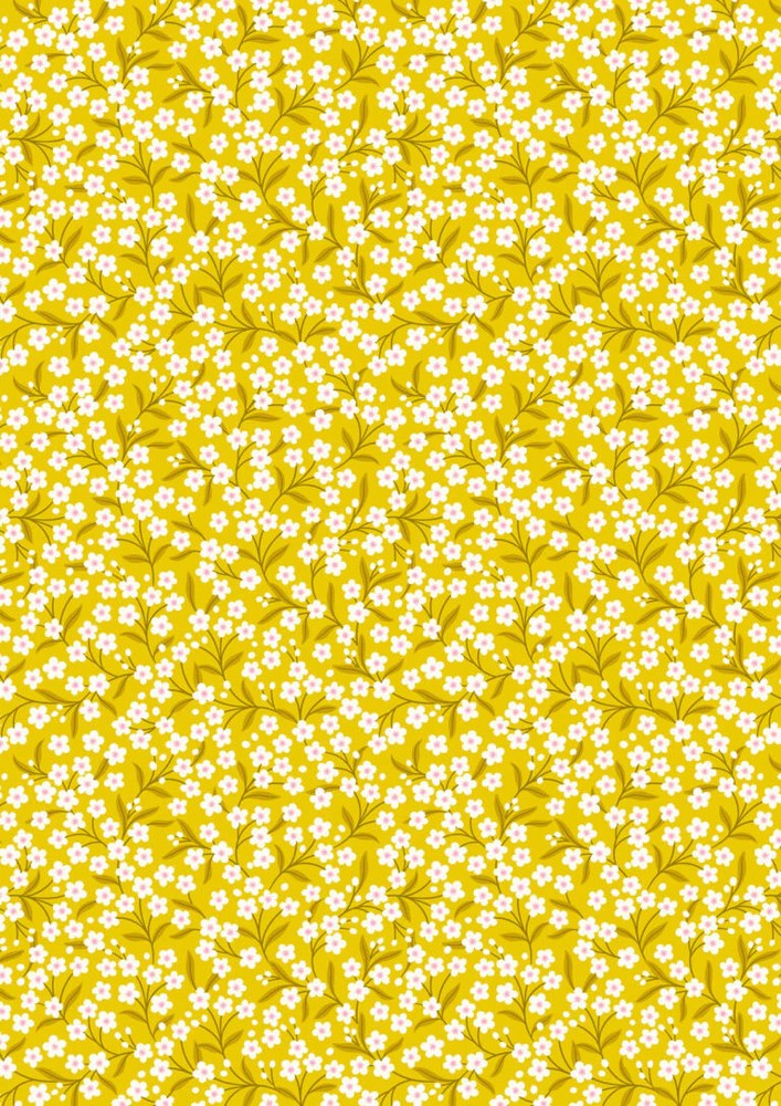 LEWIS & IRENE – Boho Blooms – Sunshine Yellow – Flower Sprigs ,1/4 yard