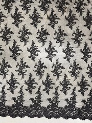 Tess BLACK Polyester Floral Embroidery with Sequins on Mesh Lace Fabric by the