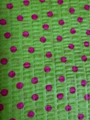 Fabric Lot 8 Yds 12 Ins 44 W “Lime Pink Polka Dot” Tutti Fruitti Poly Cotton