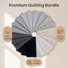 Gray Solid Cotton Fabric Charm Pack 5″ x 5″ Precut Quilt Squares, 42 Pcs (7 Shad