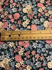 Structure And Innuendo By Fabri-Quilt Cotton Fabric Florals On Navy 21”X 44”