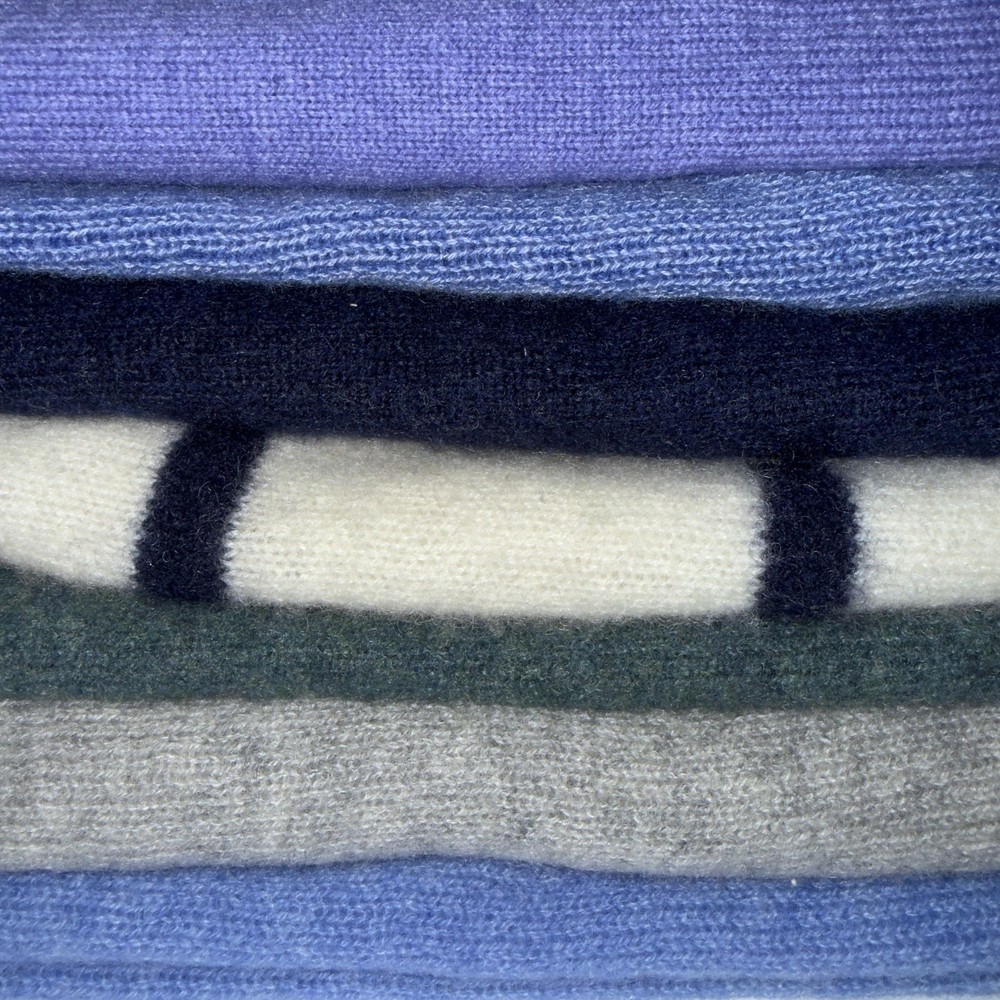100% Cashmere Crafting Cutter Lot 7 Pcs 2 lb 10 oz Cool Colors Fabric Upcycle