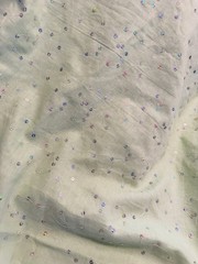 NEW Silver Sequins Embroidery on Green Cotton Linen Fabric 4 Yards 52″W