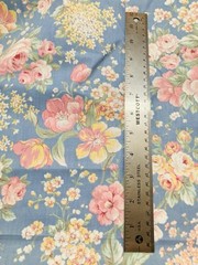 Pastel Pink Yellow Flowers on Medium Blue Joan Kessler Concord Fabrics 31″X44″W