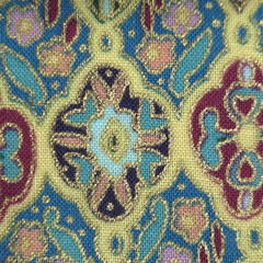 Tiny Flowers Mosaic Tiles Mini Print Metallic Gold Hi-Fashion Cotton Fabric BTY