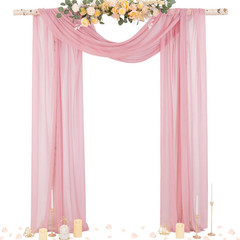 Wedding Arch Draping Fabric 29″ X 20Ft 1 Panel Dusty Rose Sheer Outdoor Curtain