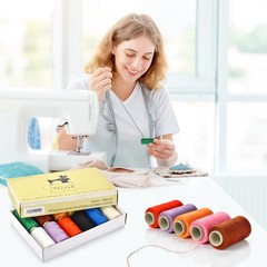12 Color Sewing Thread Kit, Needle and Polyester Threads 350 yards, colorful