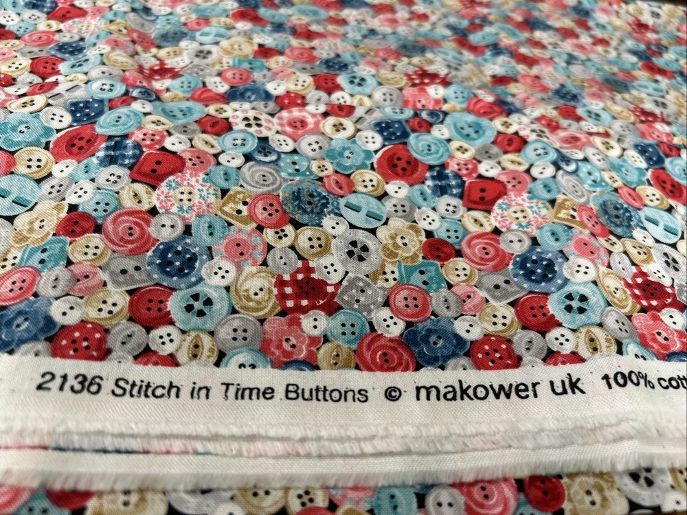 STICH IN TIME BUTTONS Fabric Makower UK 2yd x 44”