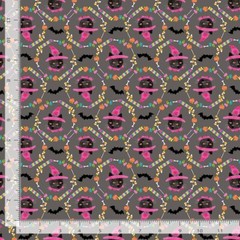 Feline Drive Fabric COSTUME PARTY OMG Treats Slate – Sold by the Yard