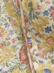 Muted Pastels Flowers Yellow Pinkish Blue on Cream 1.5Y Cotton Fabric ***As IS**