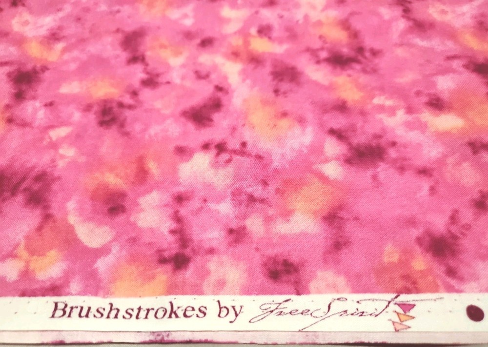 FreeSpirit Brushstrokes Fabric 1.8 Yards Pink Magenta Watercolor Mottled