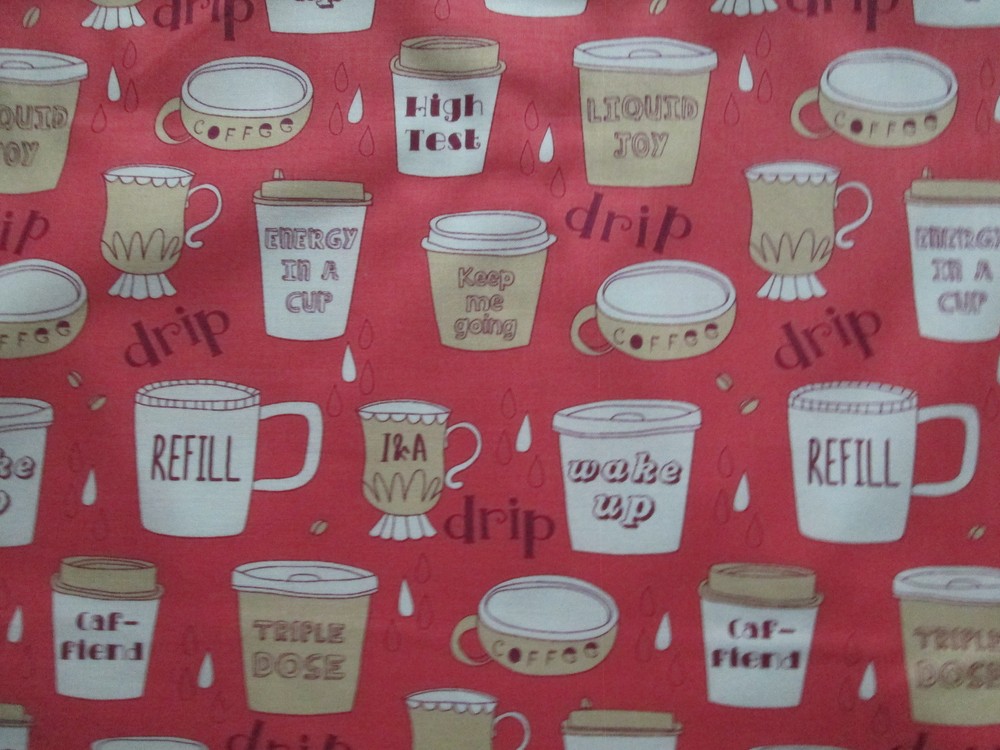 SPECIALTY COFFEE CUPS WITH SAYINGS DRINKS COTTON FABRIC BTHY