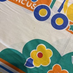 Vtg Circus Themed Fabric 3 Panels Quilt Blanket Sewing Wall Hanging Cotton Blend