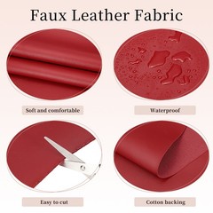 54″ 1y Marine Vinyl for Faux Leather Upholstery, Dark Red