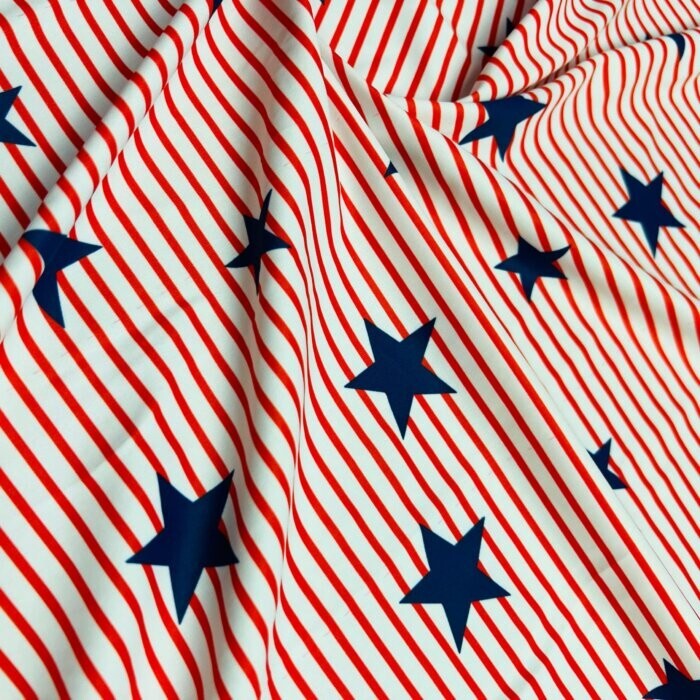Stars and Stripes American print Nylon Spandex Fabric 4 Way Stretch By Yard for