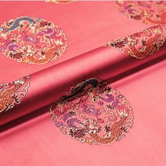 Silky Satin Fabric Chinese Floral Dragon Jacquard Brocade Upholstery Tang Suit